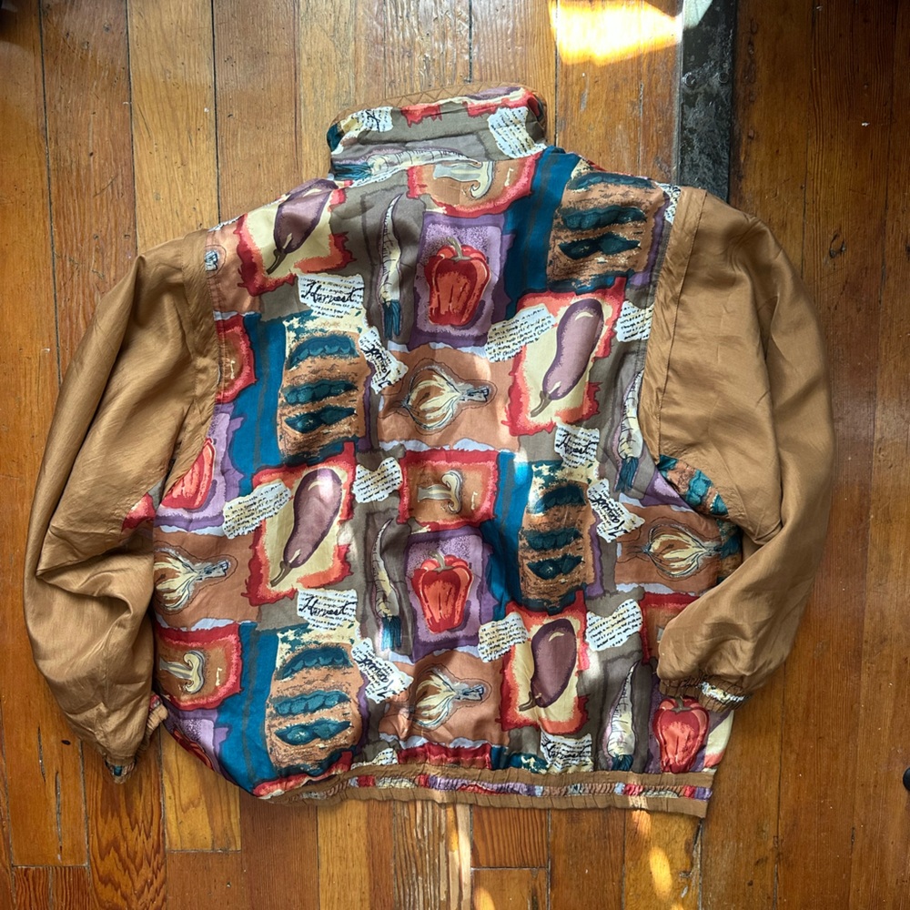 Colorful Patterned Jacket With Brown Sleeves - image 4